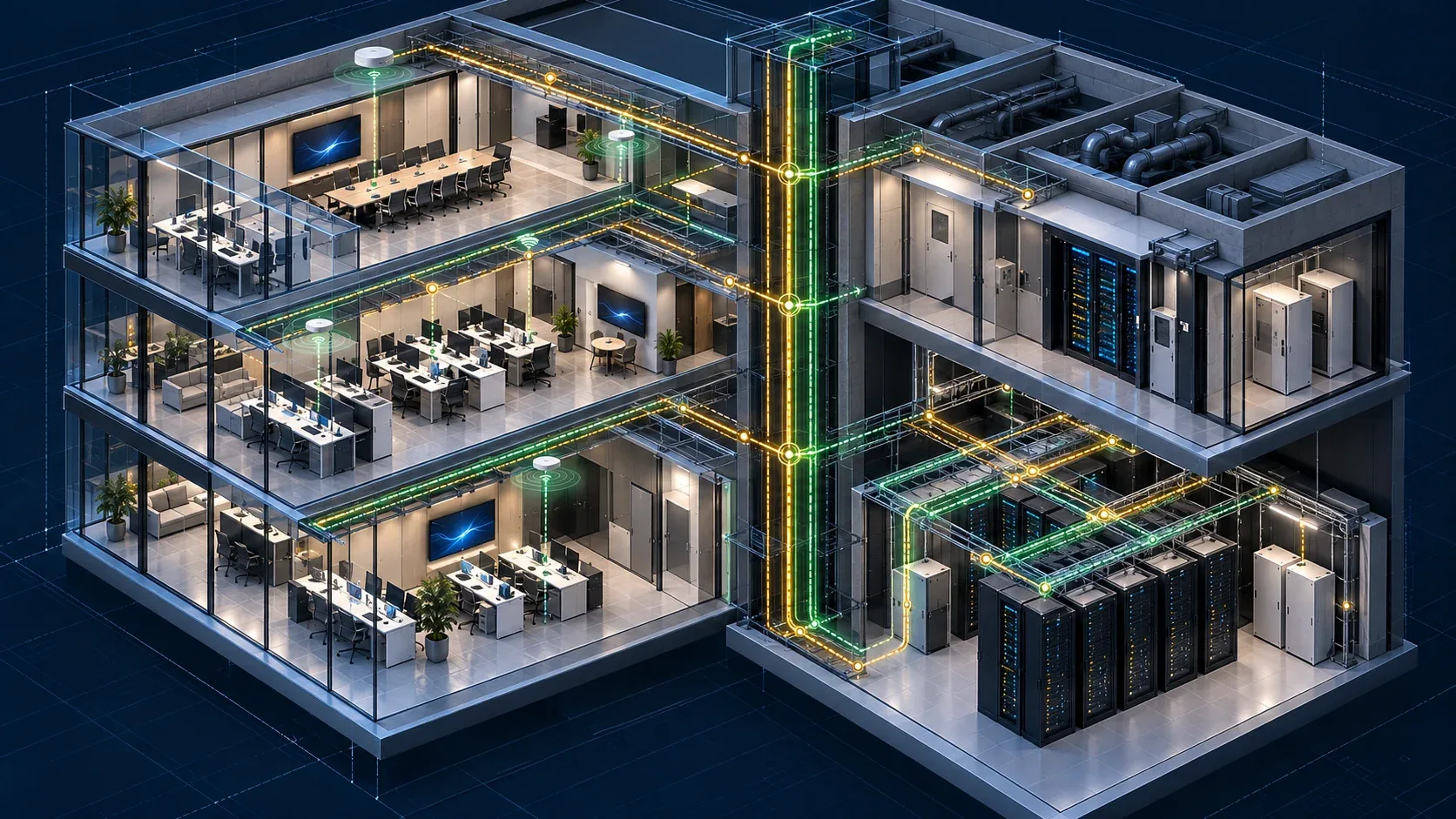 Inter-Floor Copper & Fibre Backbone — structured cabling infrastructure