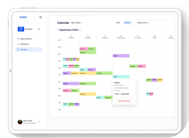 BOOQED calendar and reservation view