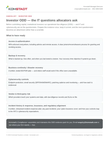 Investor operational due diligence checklist cover