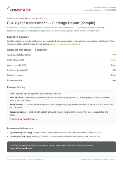 Sample IT and cyber findings report cover