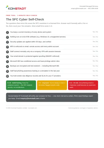 SFC Cyber Self-Check guide cover