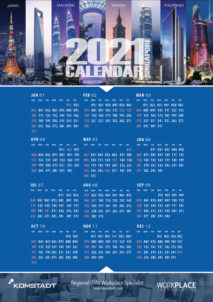 2021 Calendar from Komstadt - Singapore Calendar