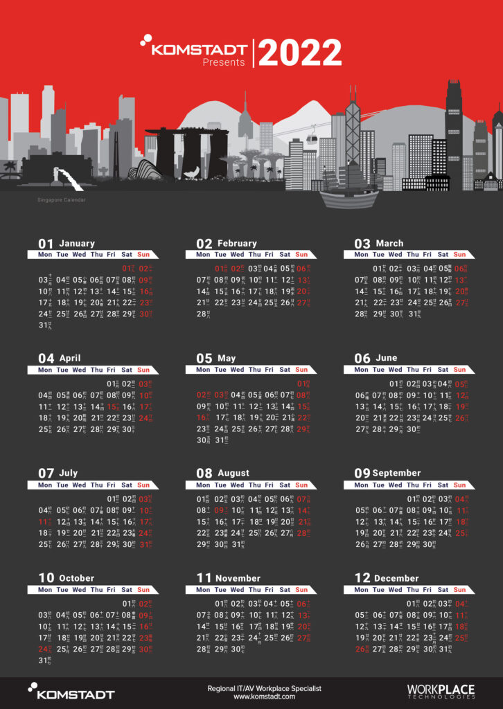 2022 Komstadt Calendar Singapore Version